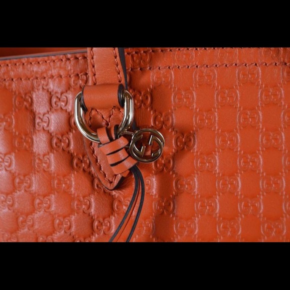 Gucci Orange Guccissima GG Logo Bree Crossbody Bag - Picture 12 of 15